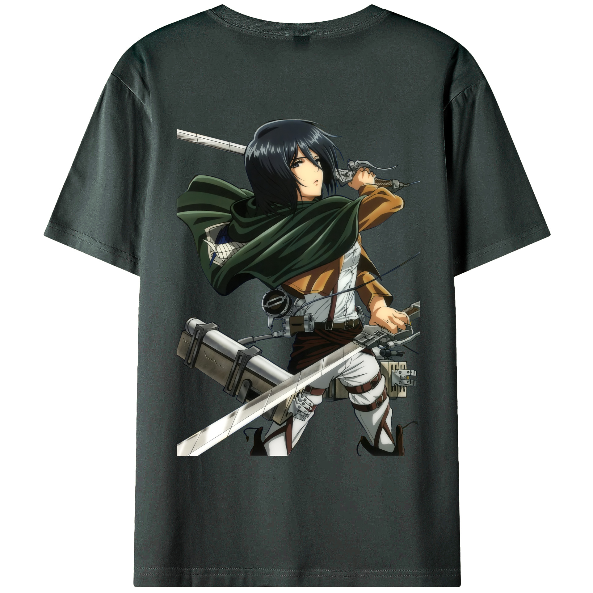 （画像用） 進撃の巨人 ミカサ·アッカーマン Attack on Titan Mikasa Ackerman 綿100％ メンズ半袖Tシャツ（バックプリント） 通気性